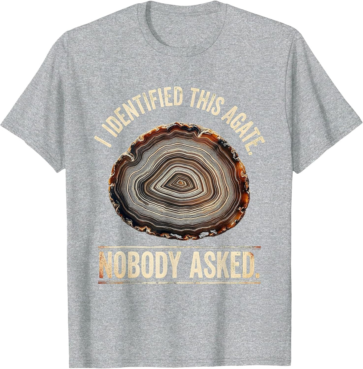 Men's I Identified This Agate Nobody Asked Distressed Rock T-Shirt - Heather Grey