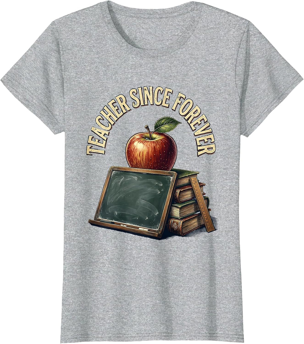Teacher Since Forever Vintage Design T-Shirt - Heather Grey