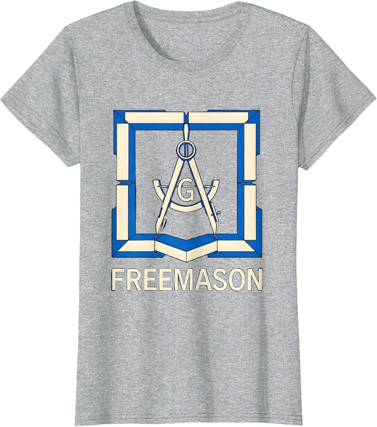 Freemason Geometric Square And Compass Masonic Fraternal T-Shirt - Heather Grey