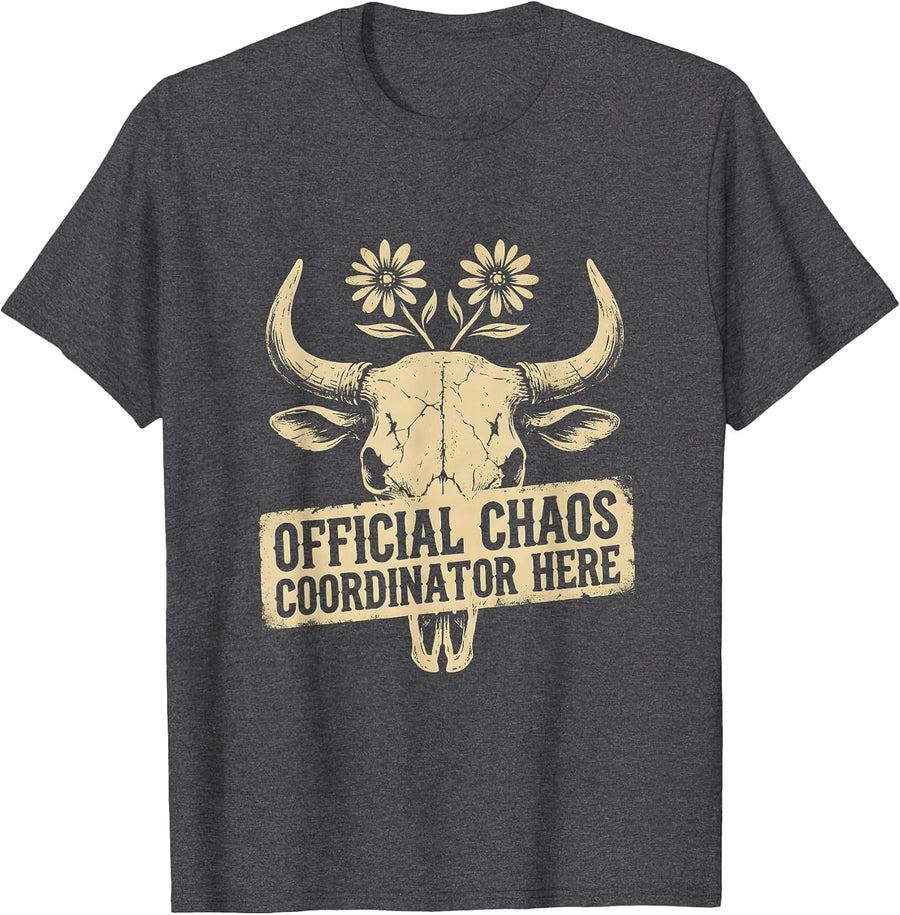 Men's Official Chaos Coordinator Funny Humor Design T-Shirt - Dark Heather Grey