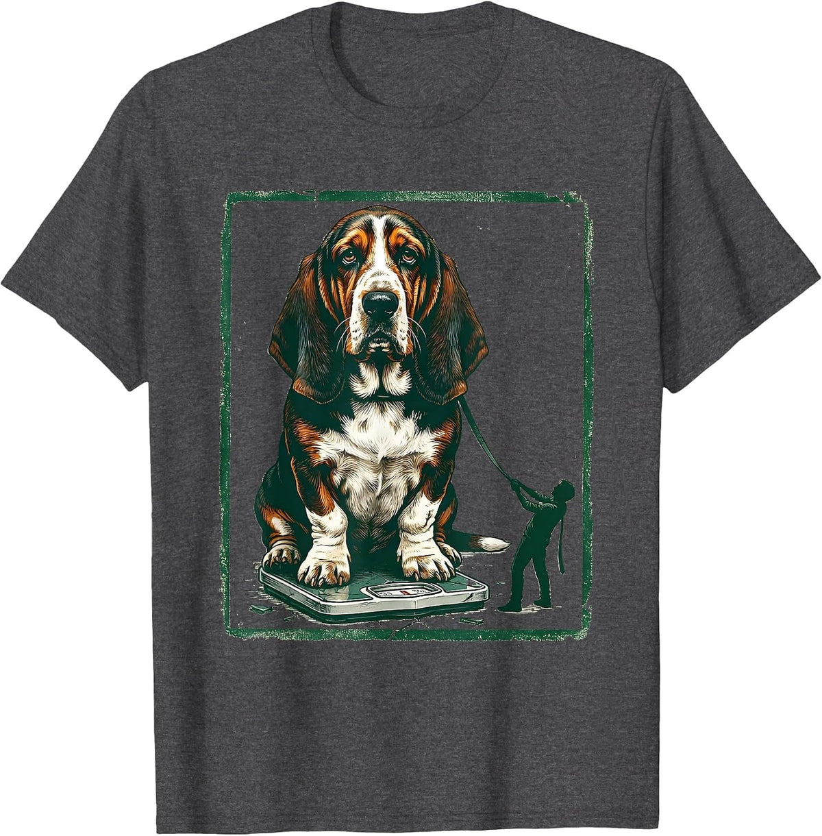 Men's Basset Hound Rubber Stamp Funny Dog Lover Gift T-Shirt - Dark Heather Grey