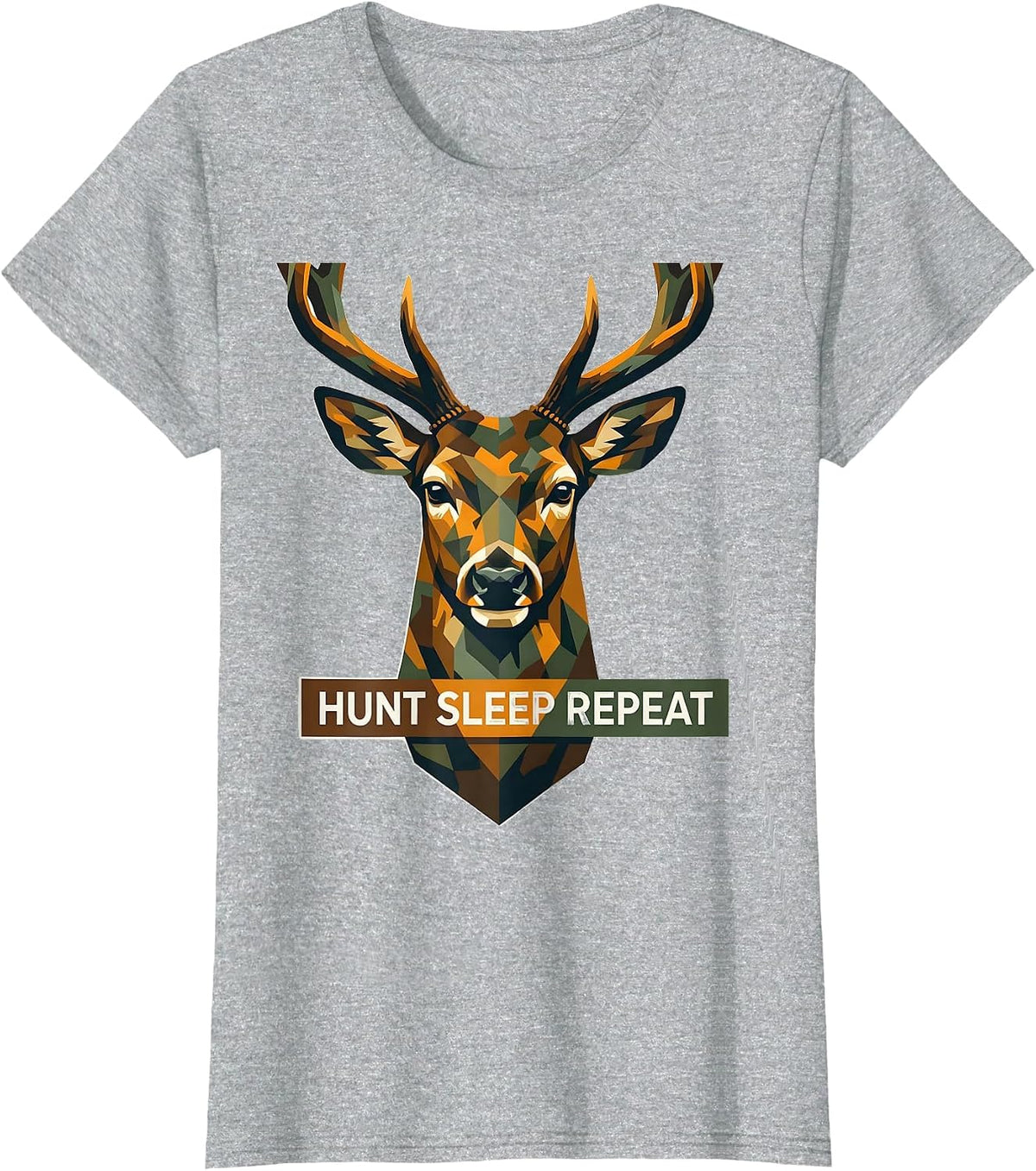 Women's Hunt Sleep Repeat Camo Hunting Design T-Shirt - Heather Grey