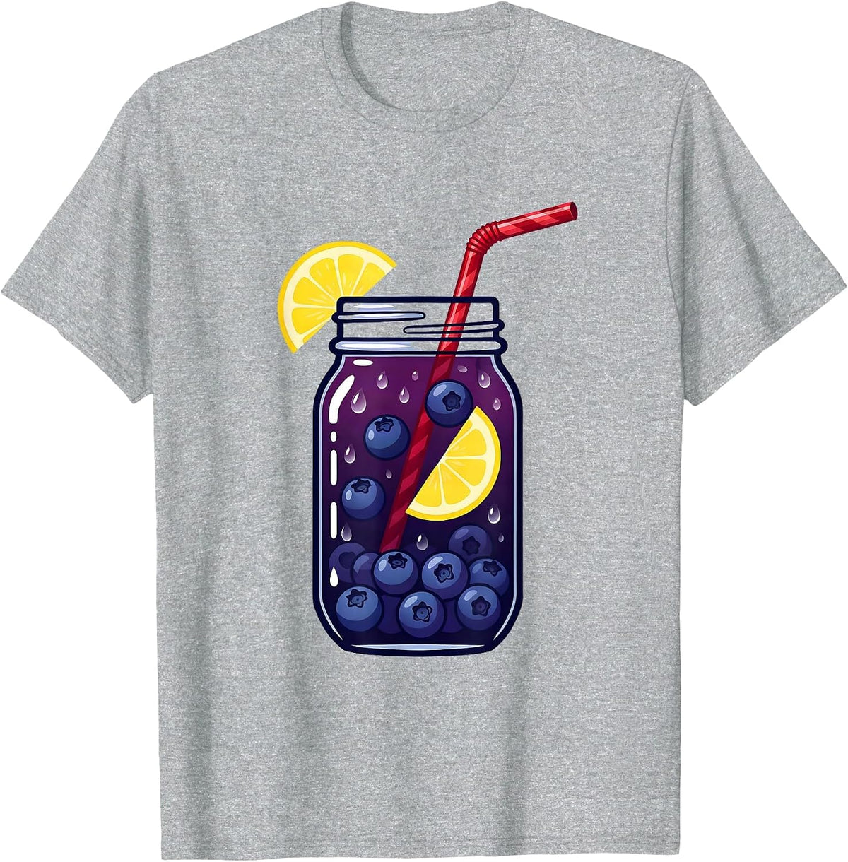 Men's Blueberry Lemonade Mason Jar Summer Design T-Shirt - Heather Grey