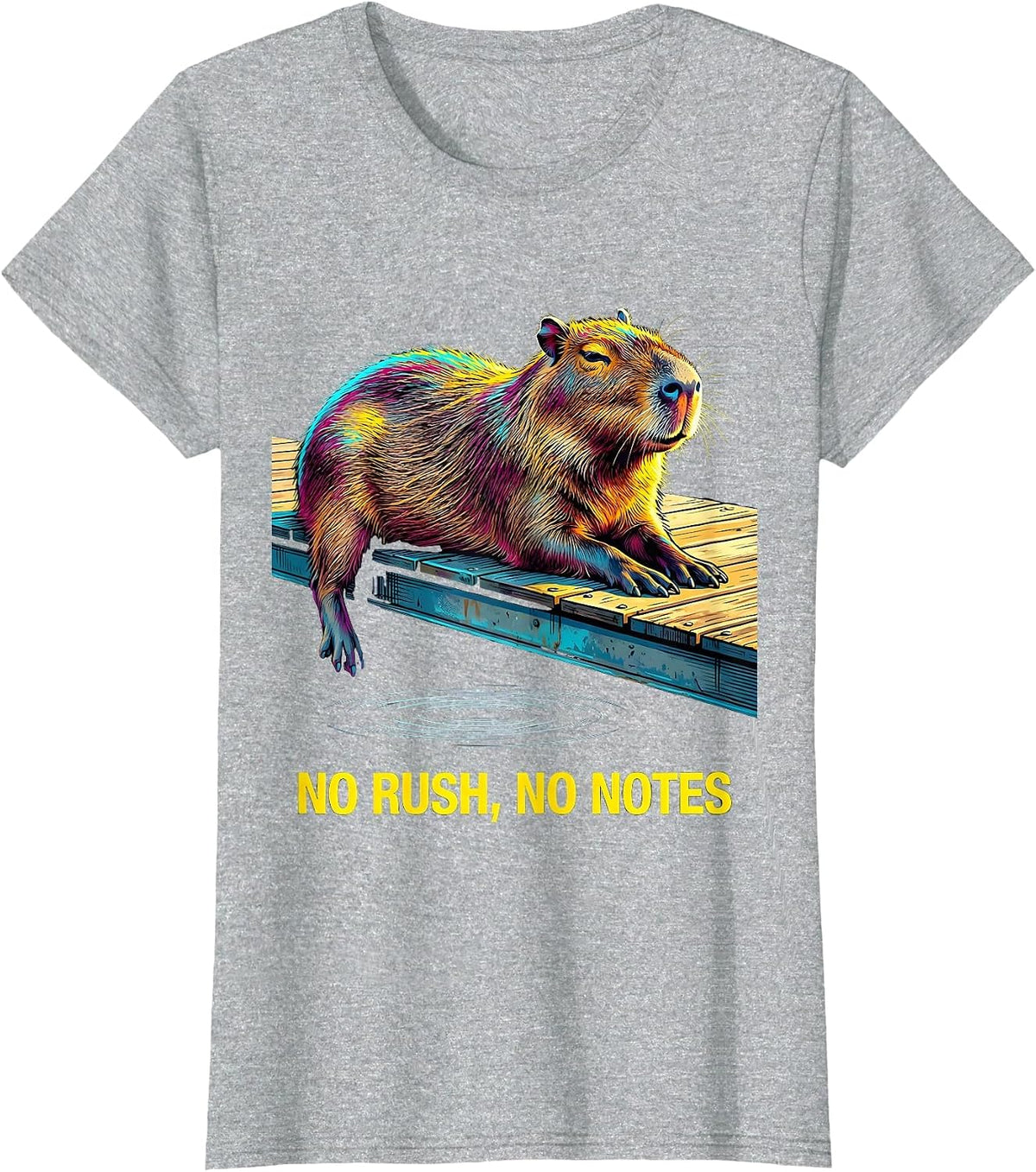 Women's No Rush No Notes Pop Art Capybara Meme Humor T-Shirt - Heather Grey