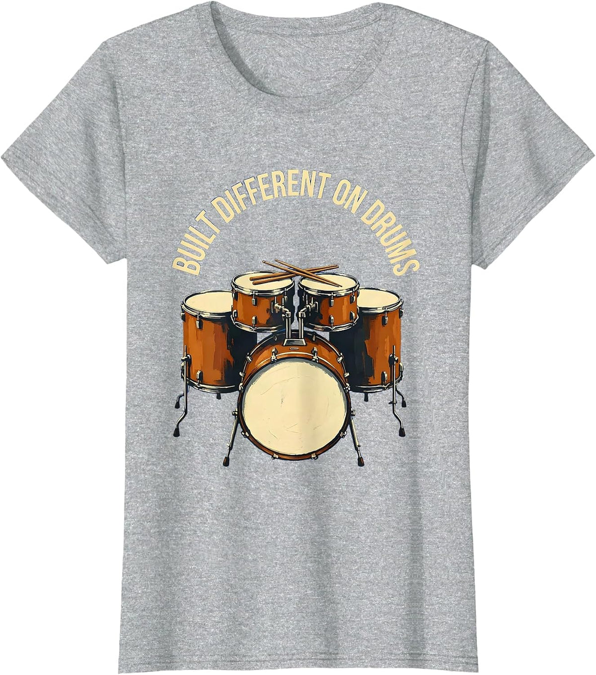 Built Different On Drums Drummer Design T-Shirt - Heather Grey