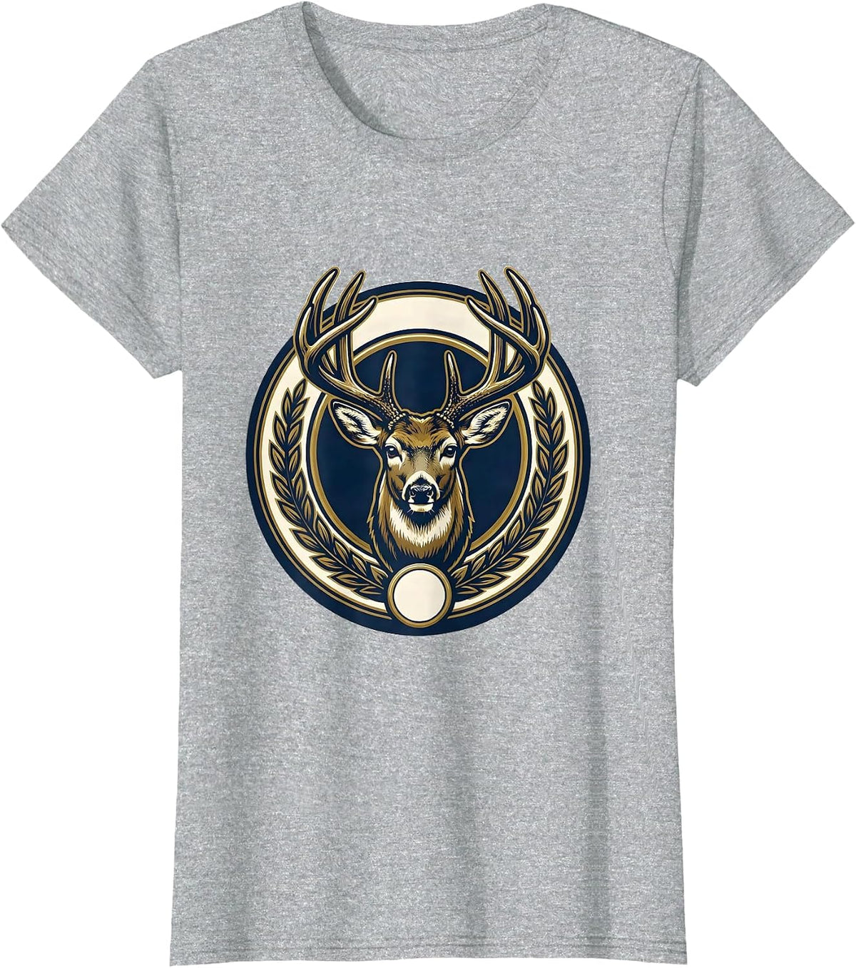 Sealed Whitetail Buck Hunting Dad Trophy Crest T-Shirt - Heather Grey