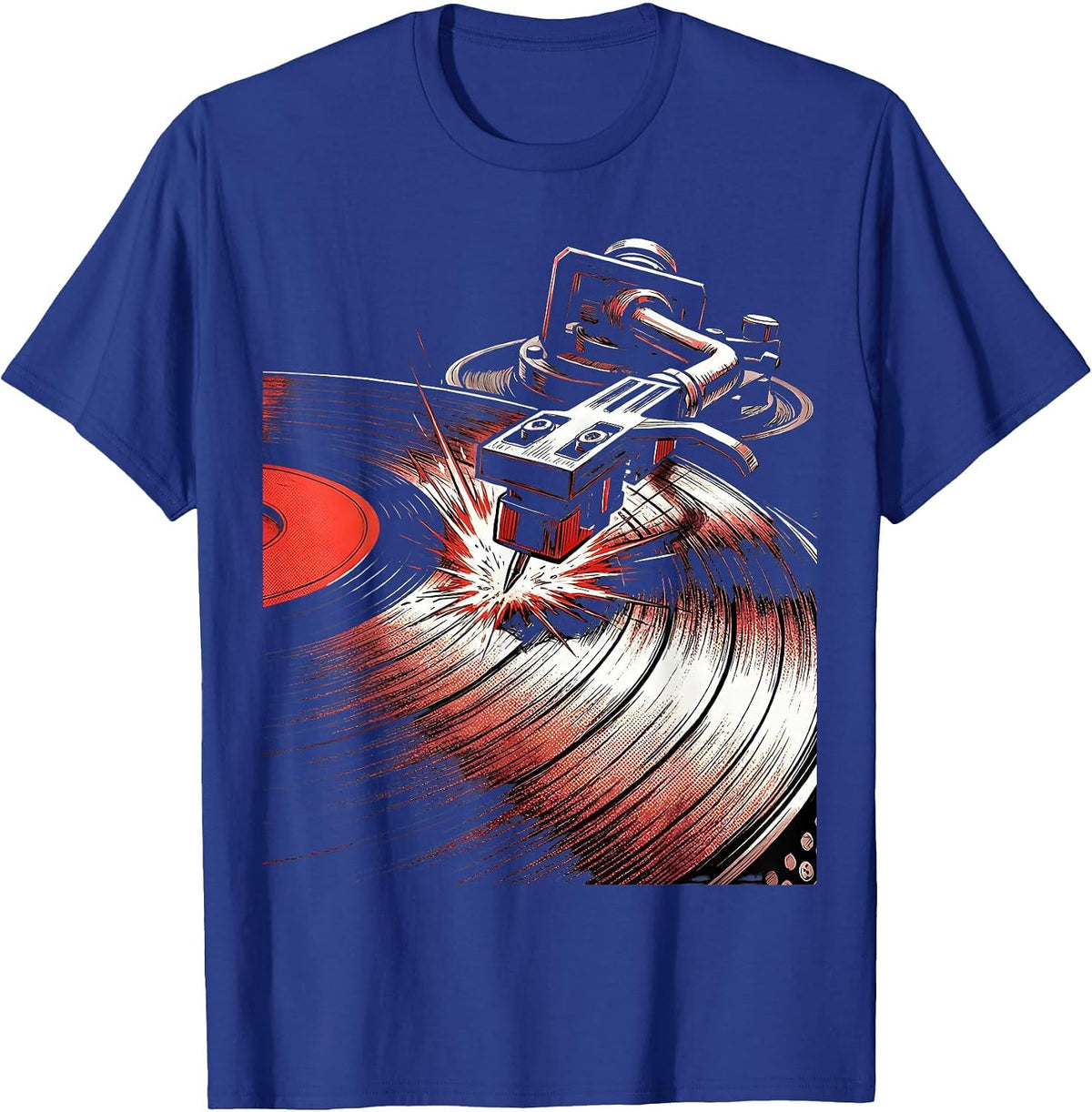 Turntable Needle Drops on Vinyl Record Hip Hop T-Shirt - Royal Blue
