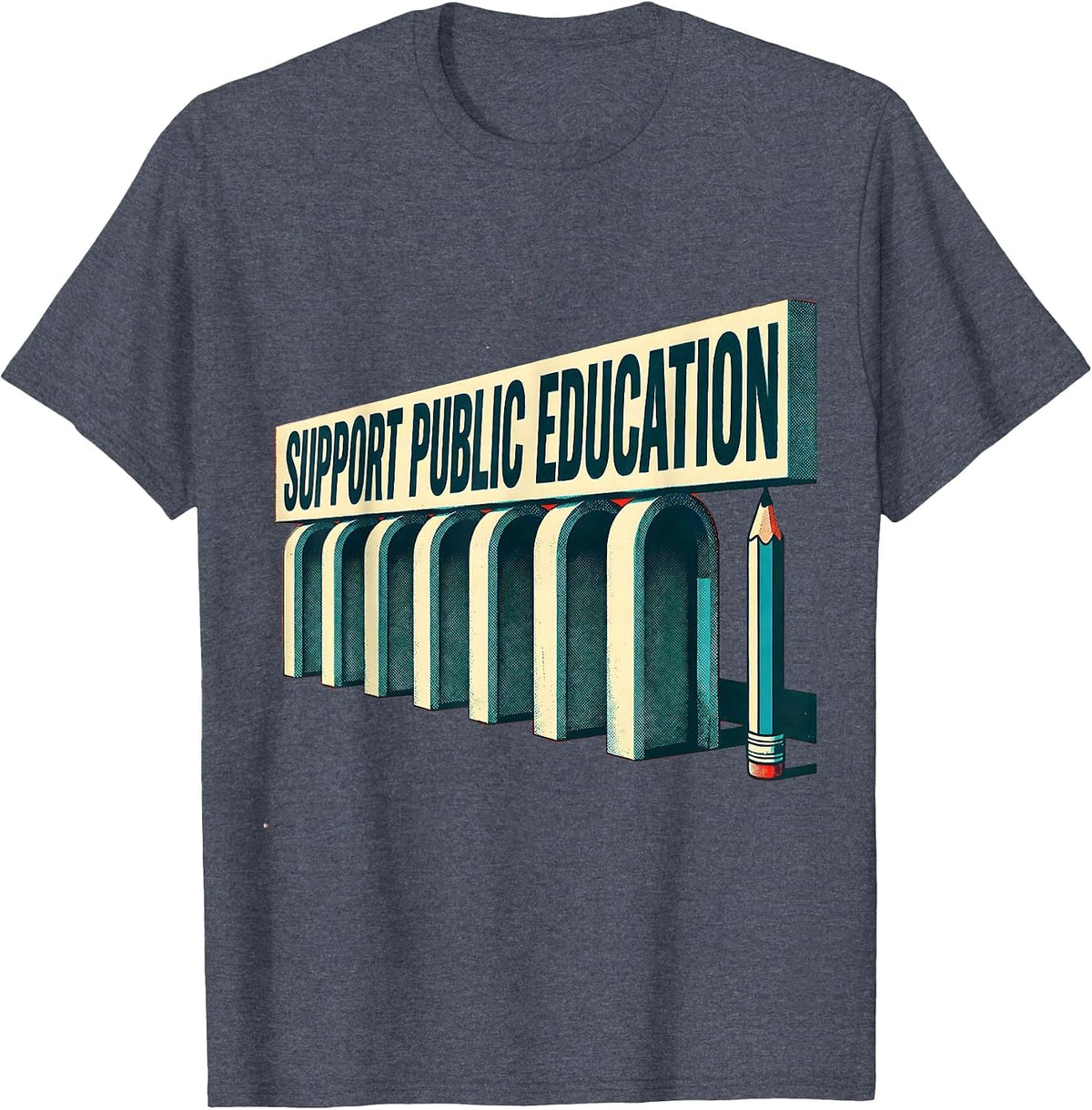 Support Public Education Red For Ed Teacher Protest Advocacy T-Shirt - Heather Blue
