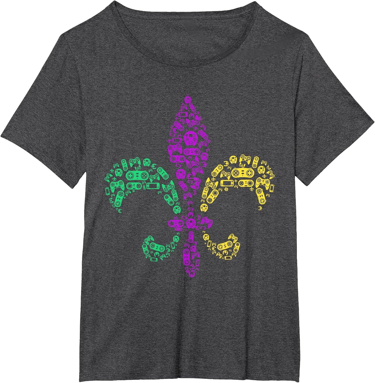 Mardi Gras Video Game Controller Gaming Mardi Gras Kids Men T-Shirt - Dark Heather Grey
