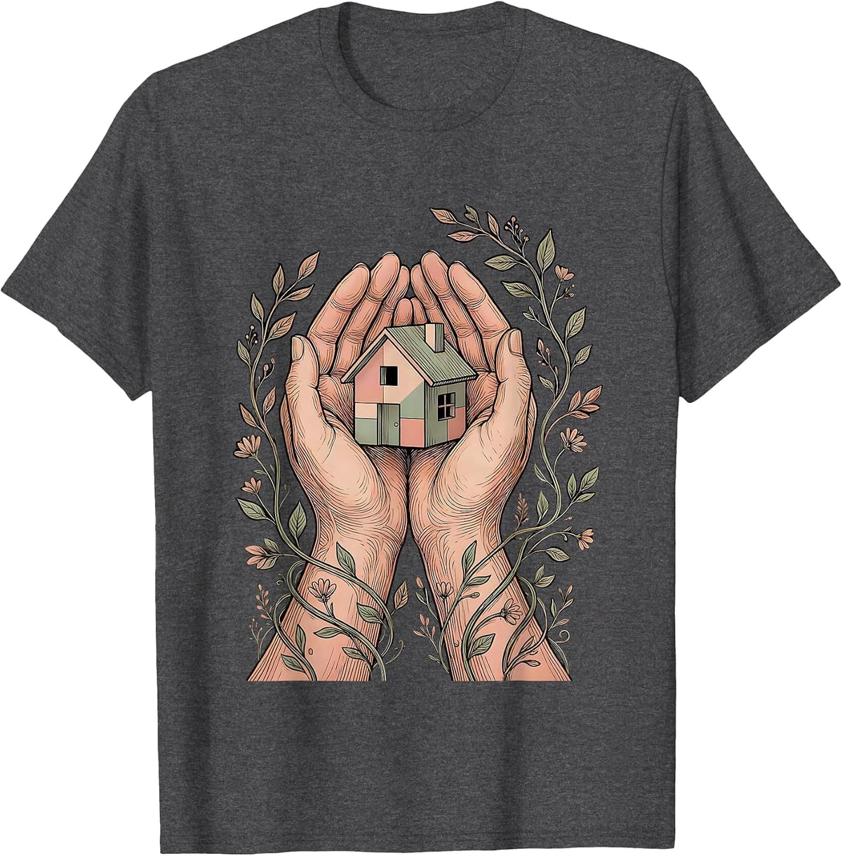 Social Worker Hands Building Home Graphic T-Shirt - Dark Heather Grey