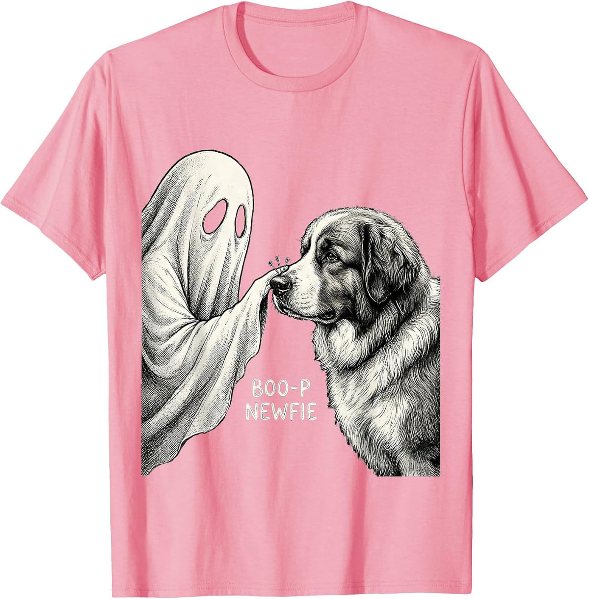 Men's Boo-p Newfie Funny Ghost Dog Mom Halloween Dog Lover T-Shirt - Pink