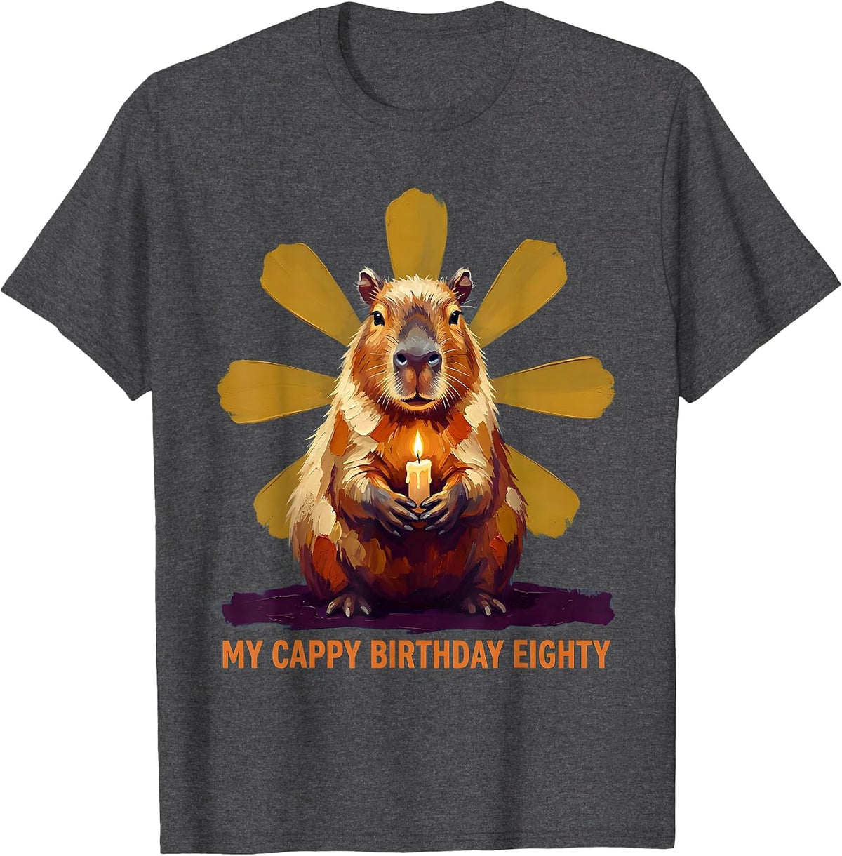 Men's My Cappy Birthday Eighty Kawaii Capybara Birthday Gift T-Shirt - Dark Heather Grey