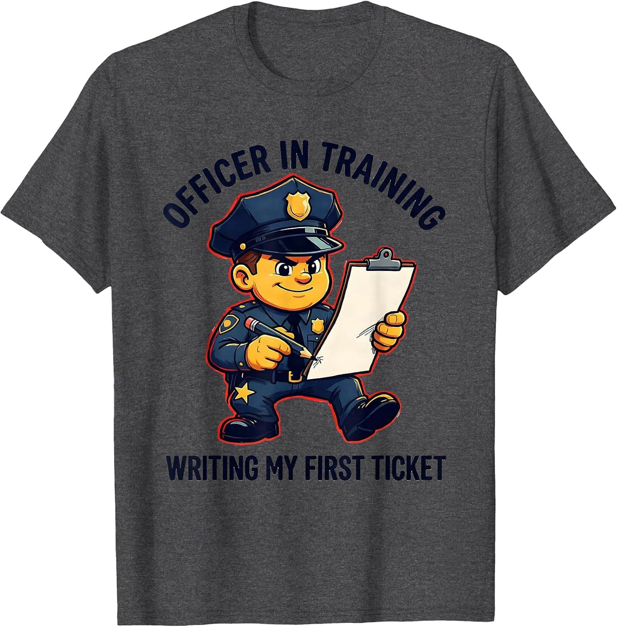 Officer In Training, Writing My First Ticket Kids T-Shirt - Dark Heather Grey