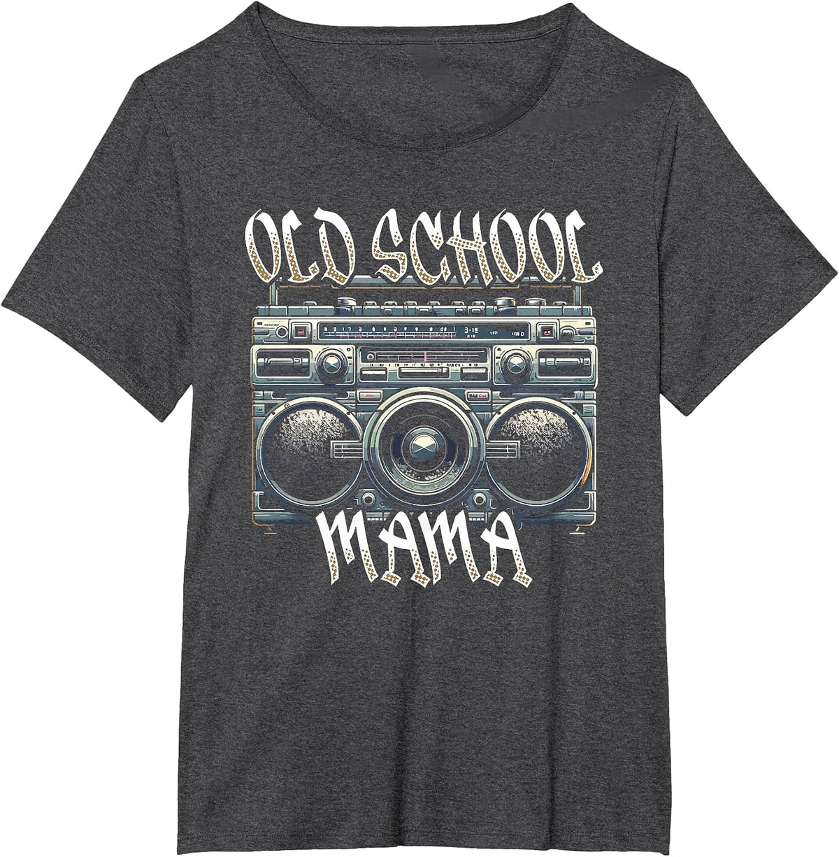 Old School Mama Iconic Music Fan Style T-Shirt - Dark Heather Grey