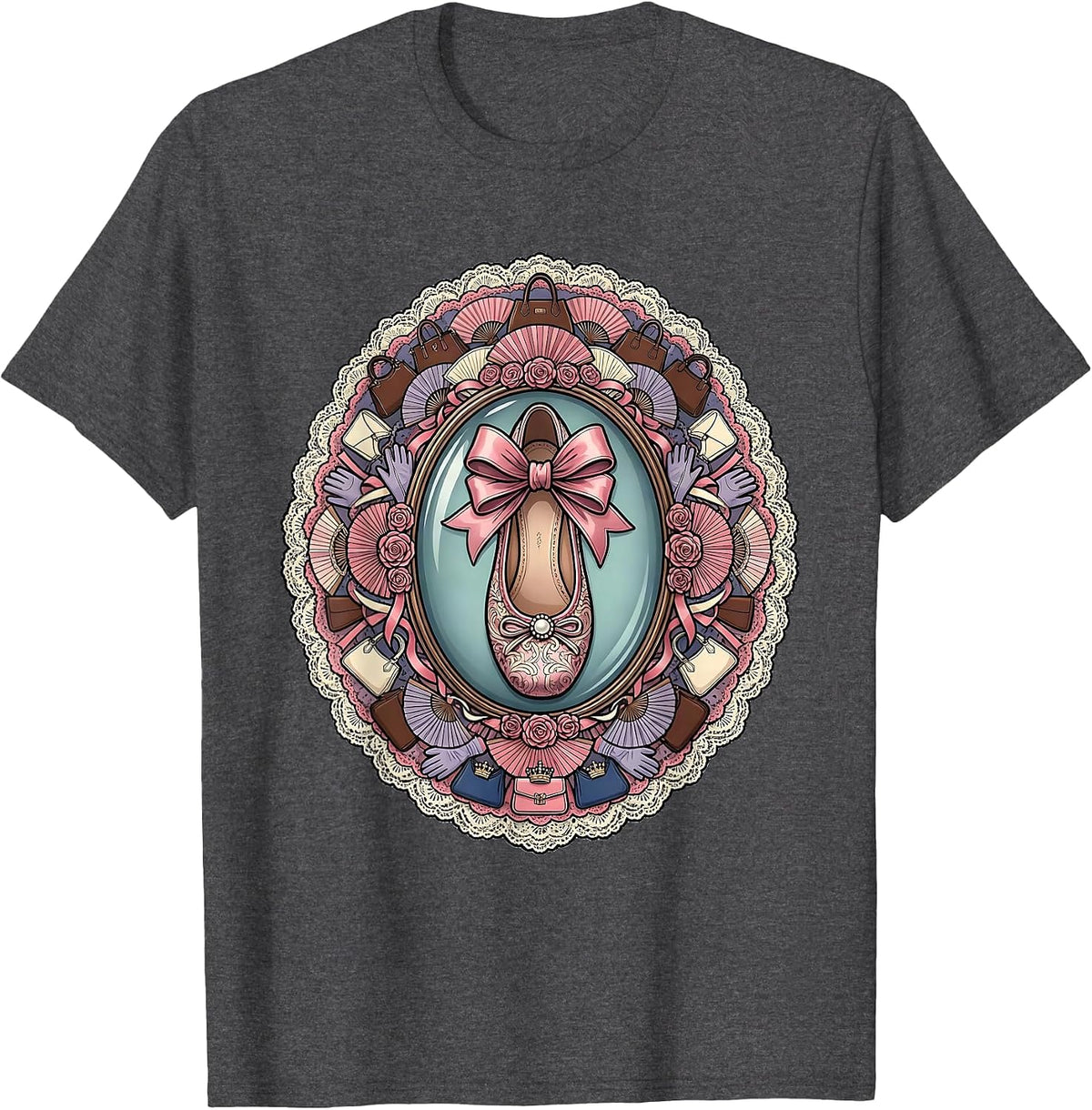 Men's Ballet Flat Shoes Fashion Sketch Illustration T-Shirt - Dark Heather Grey