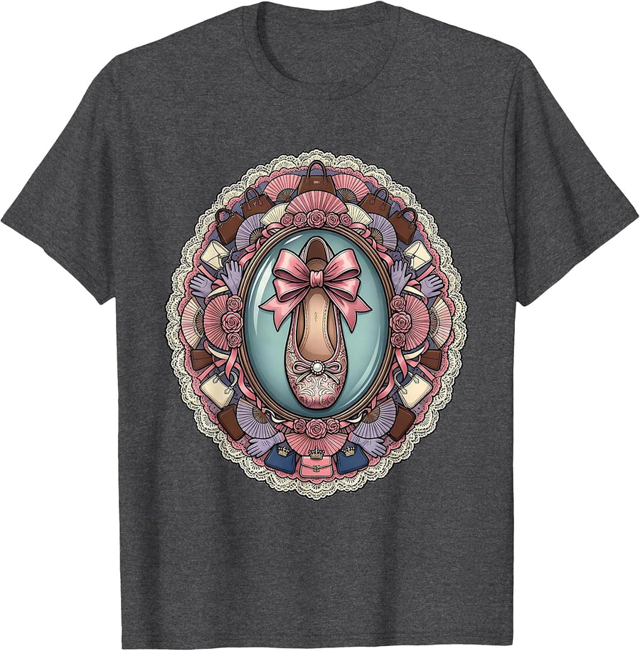 Men's Ballet Flat Shoes Fashion Sketch Illustration T-Shirt - Dark Heather Grey