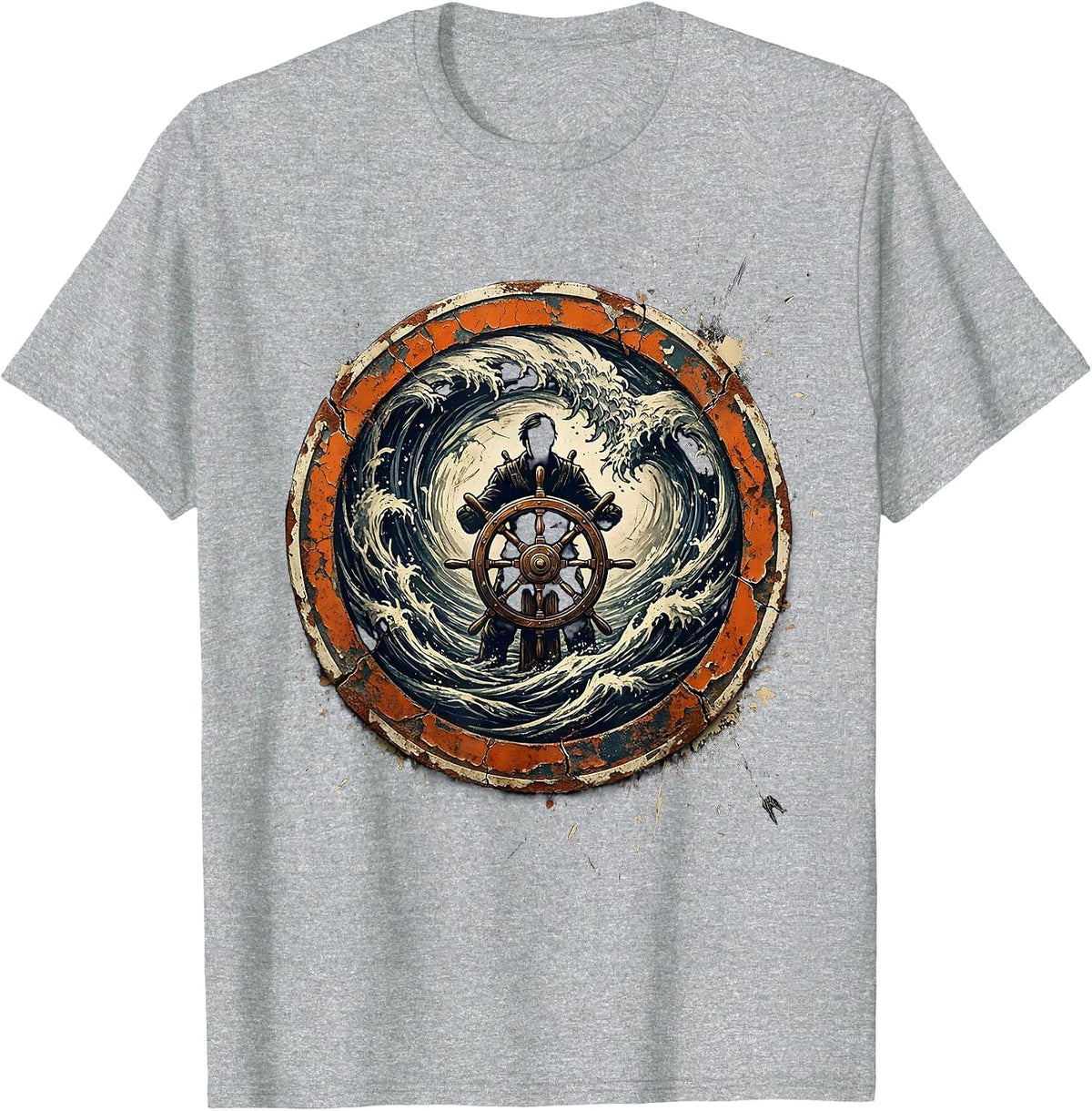 Men's Chaos Coordinator Ship Wheel Whirlpool Graphic T-Shirt - Heather Grey