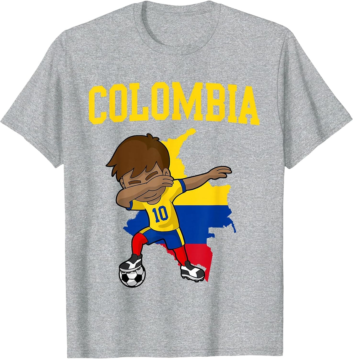 Colombia Soccer Colombian Football Dabbing T-Shirt - Heather Grey