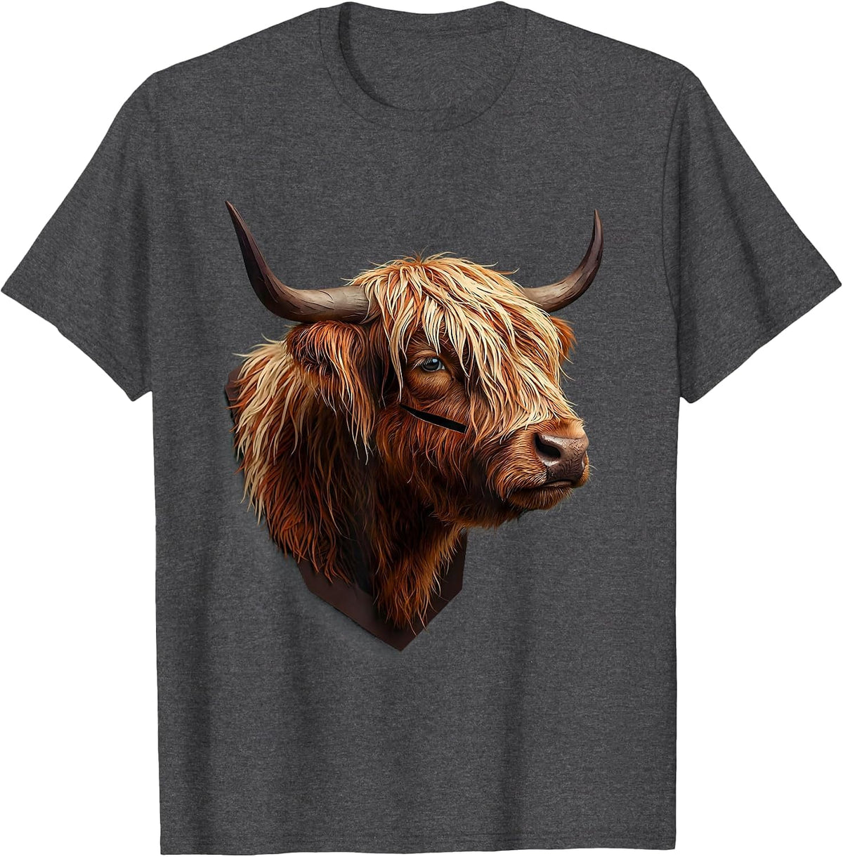 Men's Quarter Highland Cow Paper Cutout Funny Cow Lover T-Shirt - Dark Heather Grey