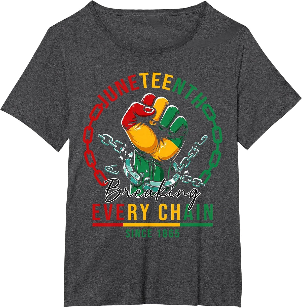 Breaking Every Chain Since 1865 Black Women Men Juneteenth T-Shirt - Dark Heather Grey