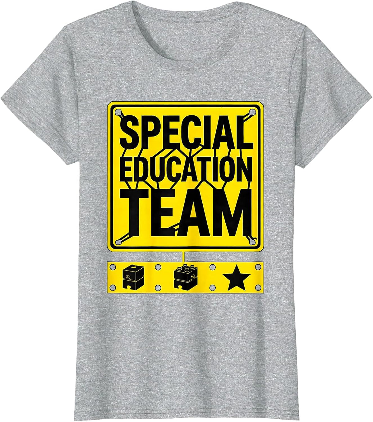 Special Education Team Stencil Graphic Teacher Humor Gift T-Shirt - Heather Grey