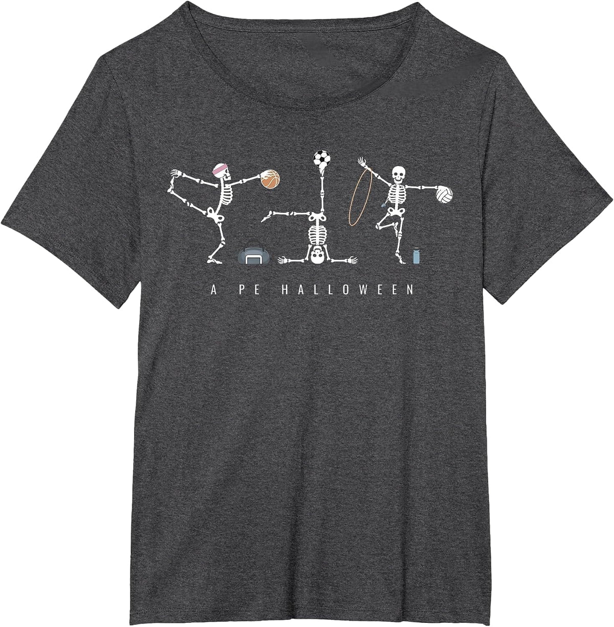 Halloween Skeleton Sports PE Teacher Physical Education T-Shirt - Dark Heather Grey