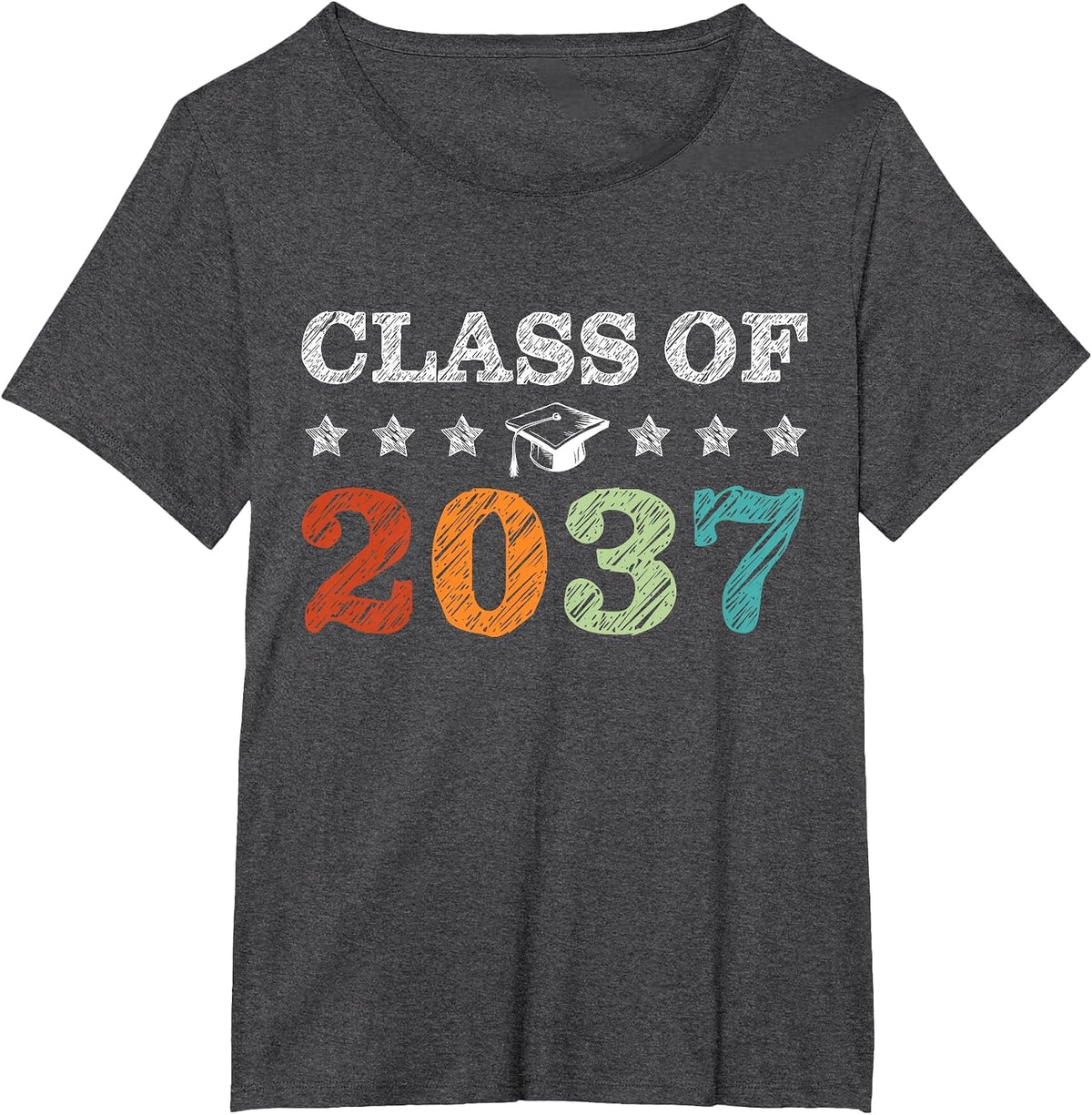 Class of 2037 Grow with Me First Day School Back to School T-Shirt - Dark Heather Grey