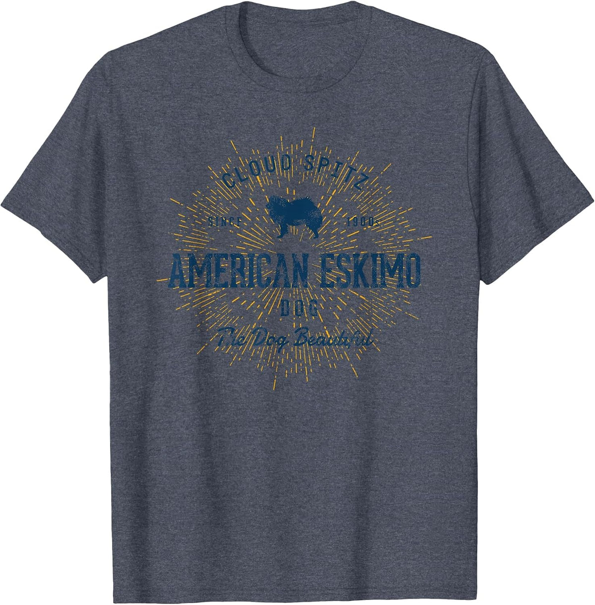 Vintage American Eskimo Dog Retro T-Shirt - Heather Blue