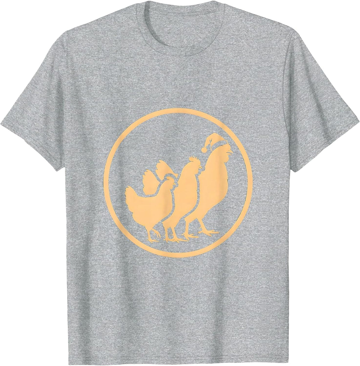 Men's Chicken Santa Hat Badge Christmas Chicken Lover Humor T-Shirt - Heather Grey
