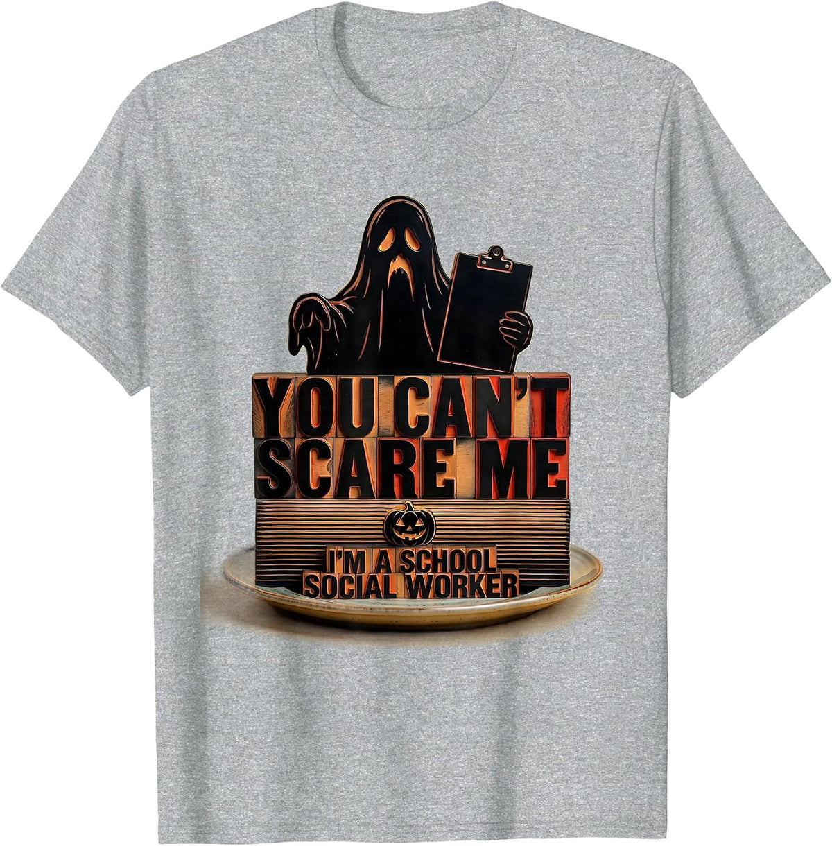 Men's You Can't Scare Me, I'm A School Social Worker Halloween T-Shirt - Heather Grey
