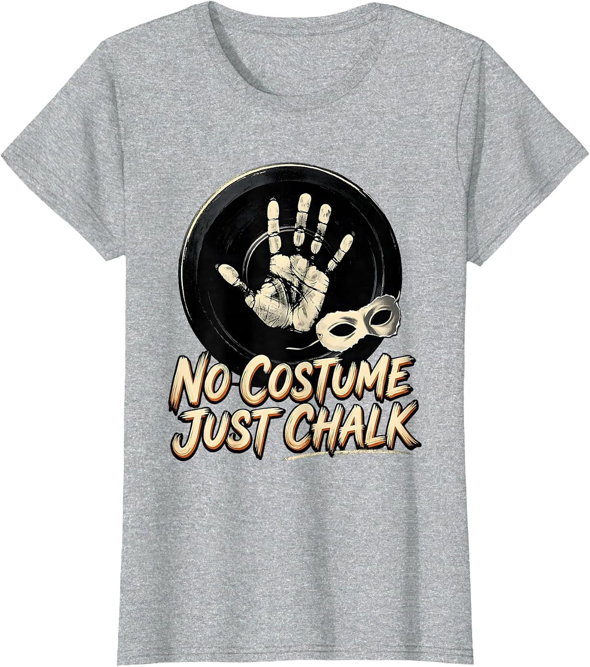 No Costume Just Chalk Funny Gym Workout Halloween Pun T-Shirt - Heather Grey