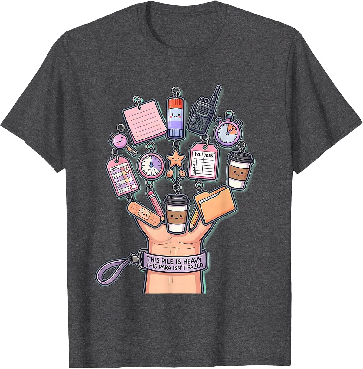 This Pile Is Heavy This Para Isn't Fazed Funny T-Shirt - Dark Heather Grey
