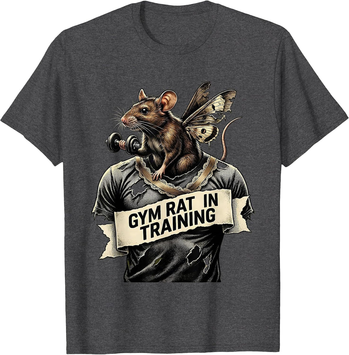 Gym Rat In Training Funny Workout Design T-Shirt - Dark Heather Grey