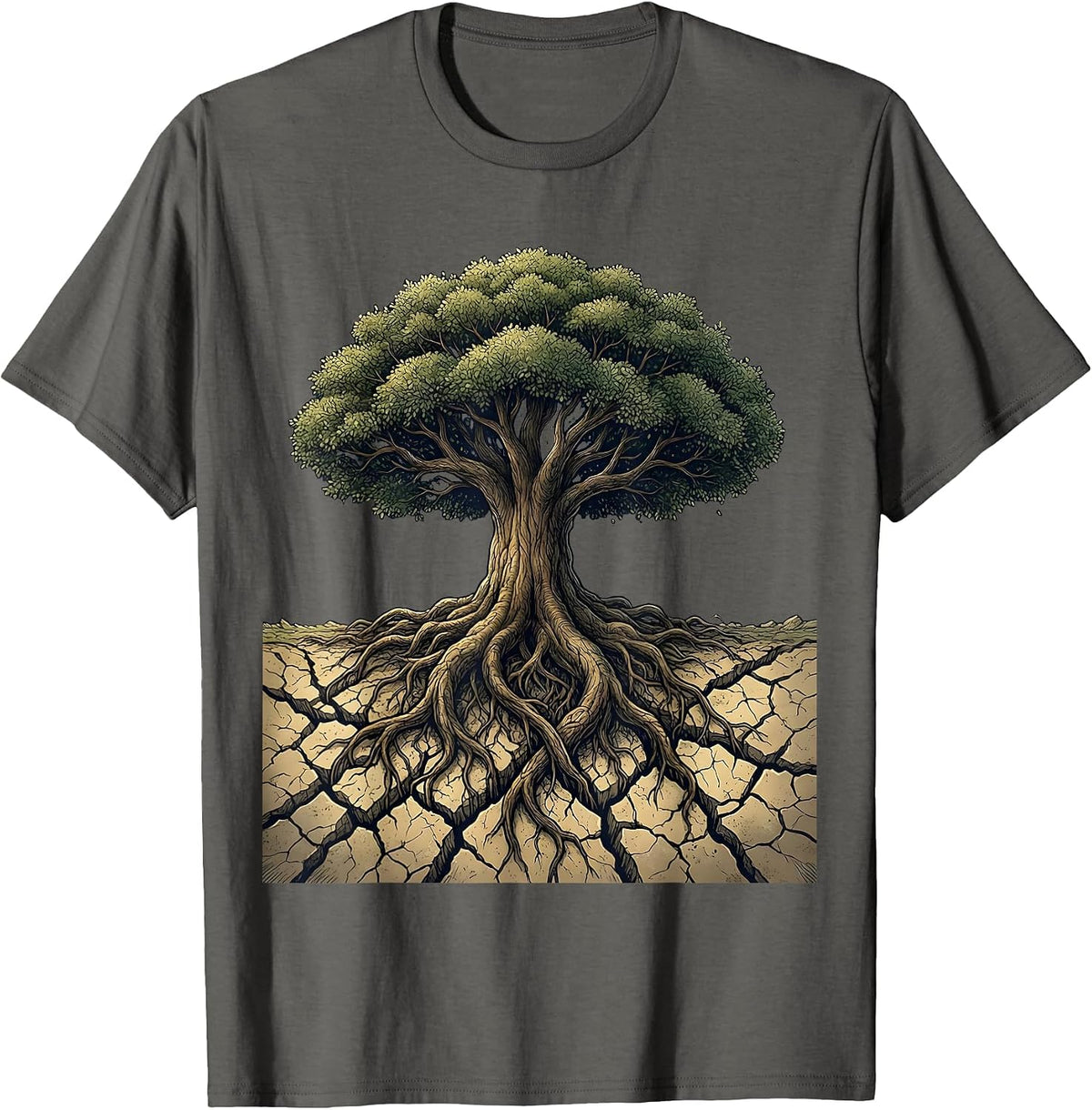 Social Worker Roots Tree Graphic Design Gift T-Shirt - Asphalt Grey
