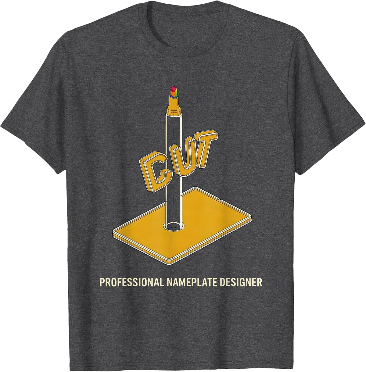 Professional Nameplate Designer Funny Teacher Tiny Humans T-Shirt - Dark Heather Grey
