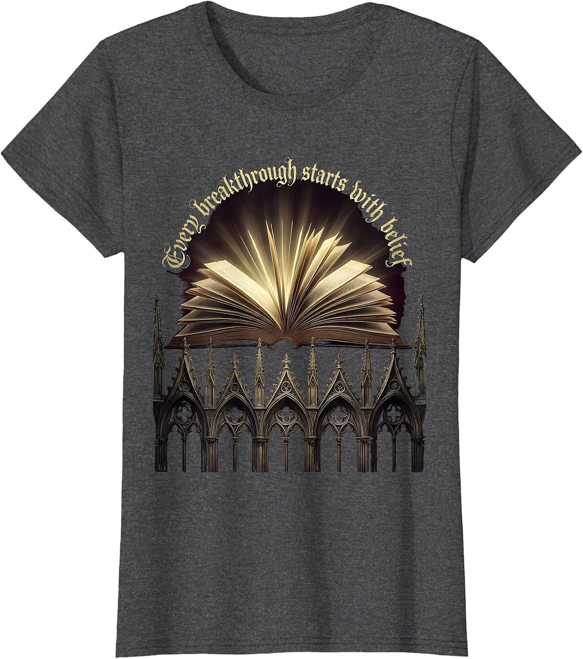 Women's Sped Teacher Every Breakthrough Starts With Belief T-Shirt - Dark Heather Grey