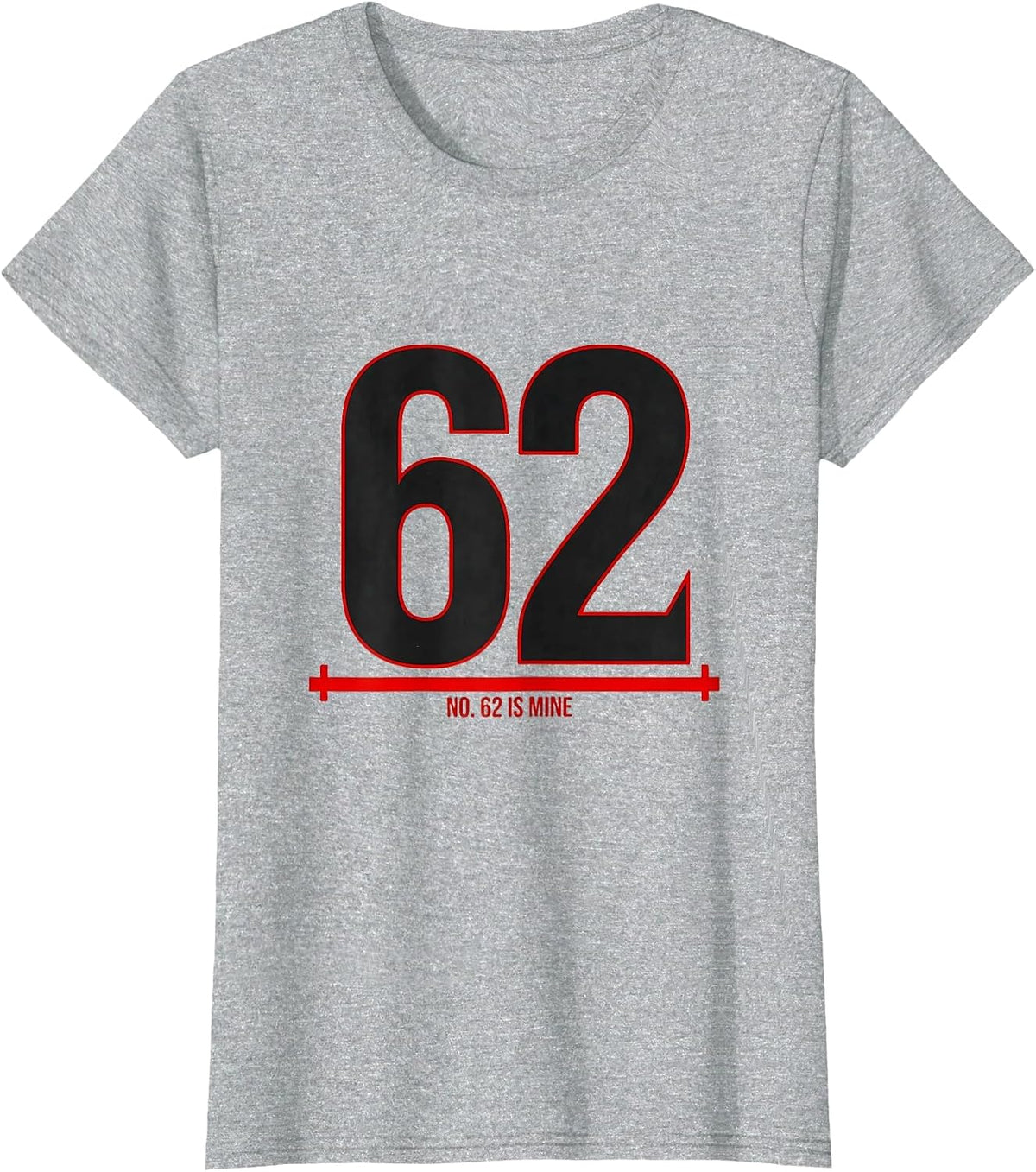 No 62 Is Mine Lucky Number Jersey Digit Novelty T-Shirt - Heather Grey