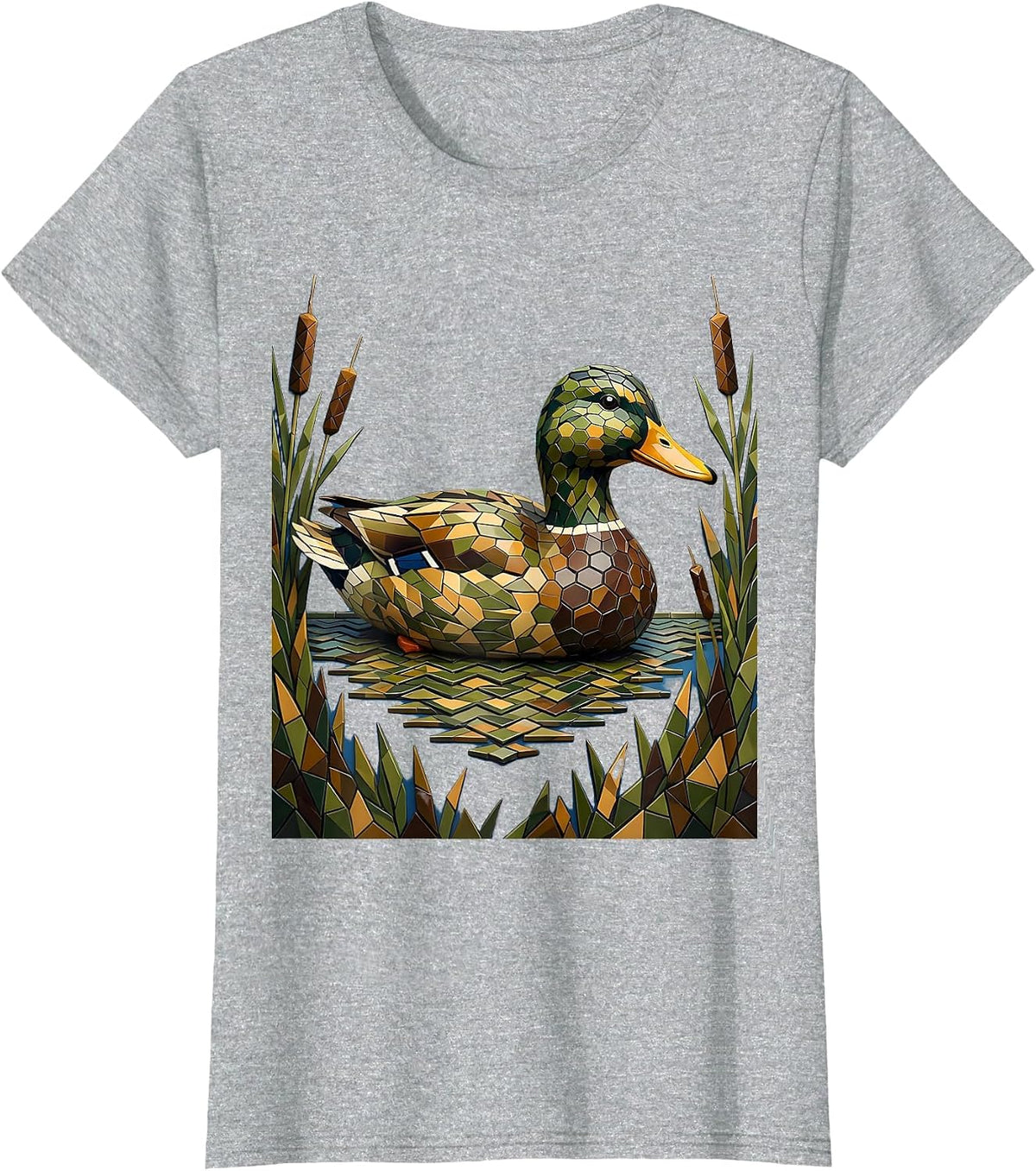 Camo Duck Decoy Floating on Water Graphic T-Shirt - Heather Grey