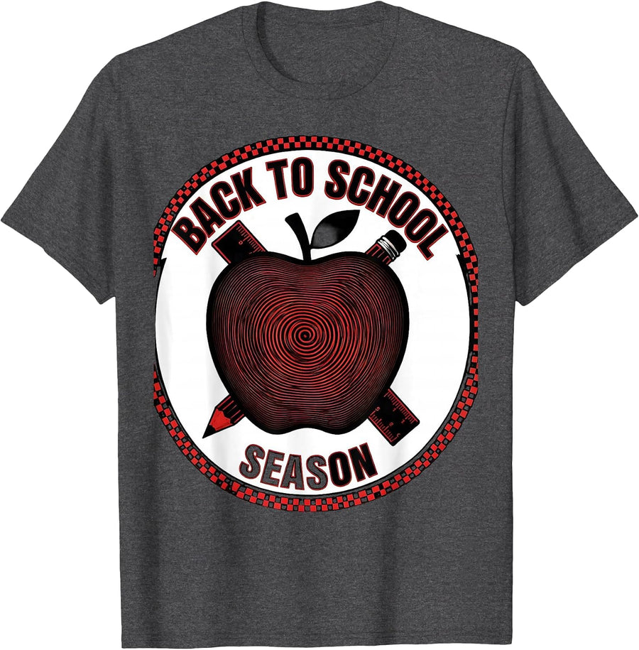 Men's Back to School Apple Classic Teacher Symbols T-Shirt - Dark Heather Grey