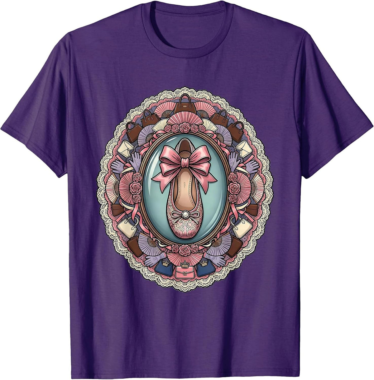 Men's Ballet Flat Shoes Fashion Sketch Illustration T-Shirt - Purple