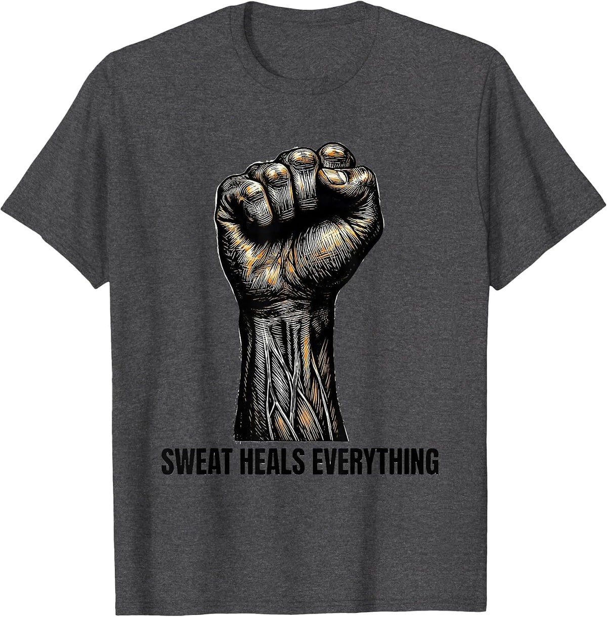 Men's Sweat Heals Everything Physical Therapy Design T-Shirt - Dark Heather Grey