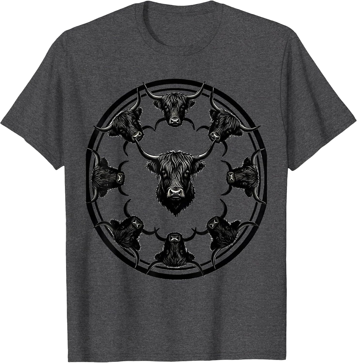 Sealed Highland Cow Badge Silhouette Cute Cow Lover Gift T-Shirt - Dark Heather Grey
