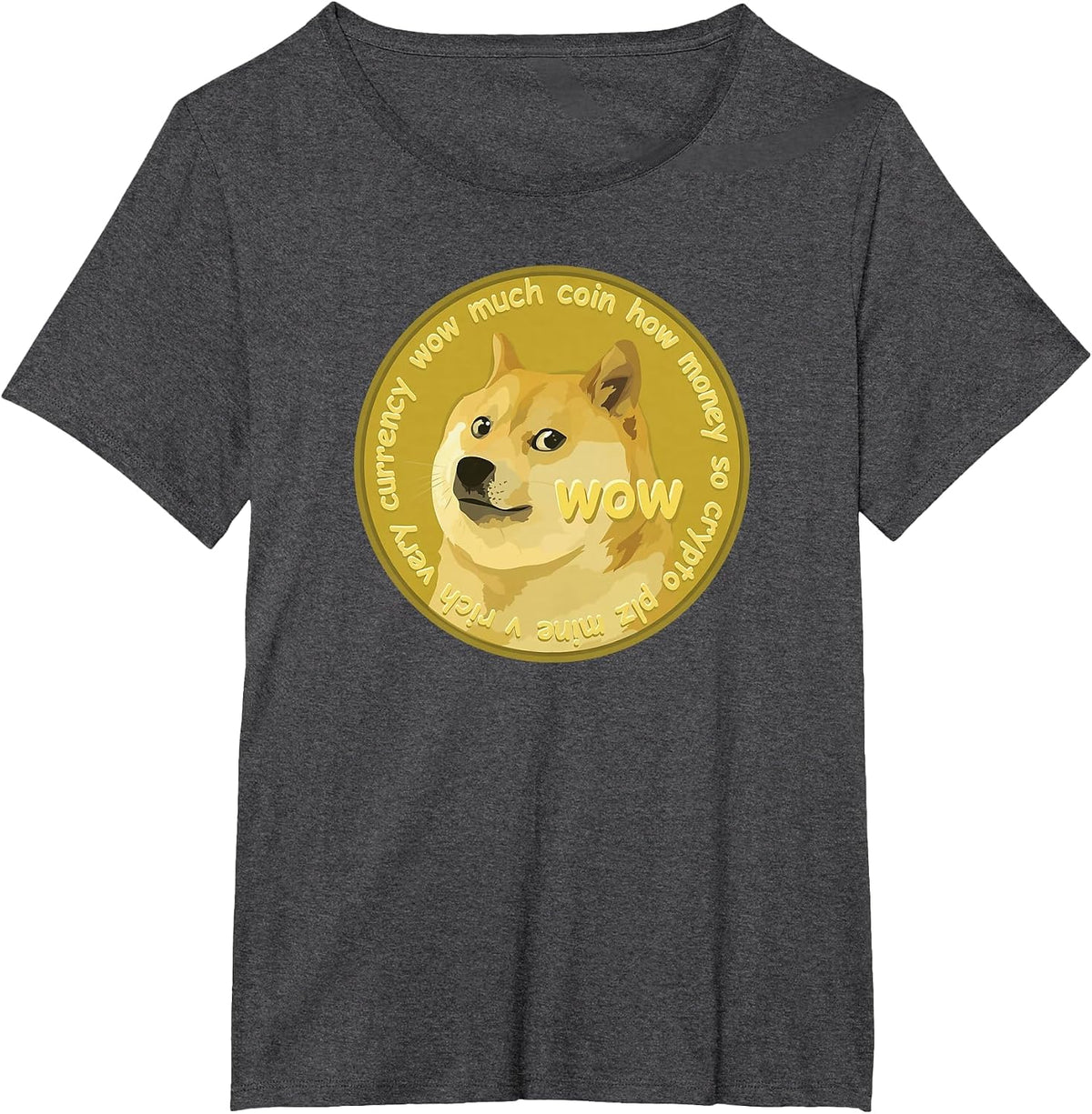 Cute Dogecoin Much Wow Doge Cryptocurrency Token T-Shirt - Dark Heather Grey