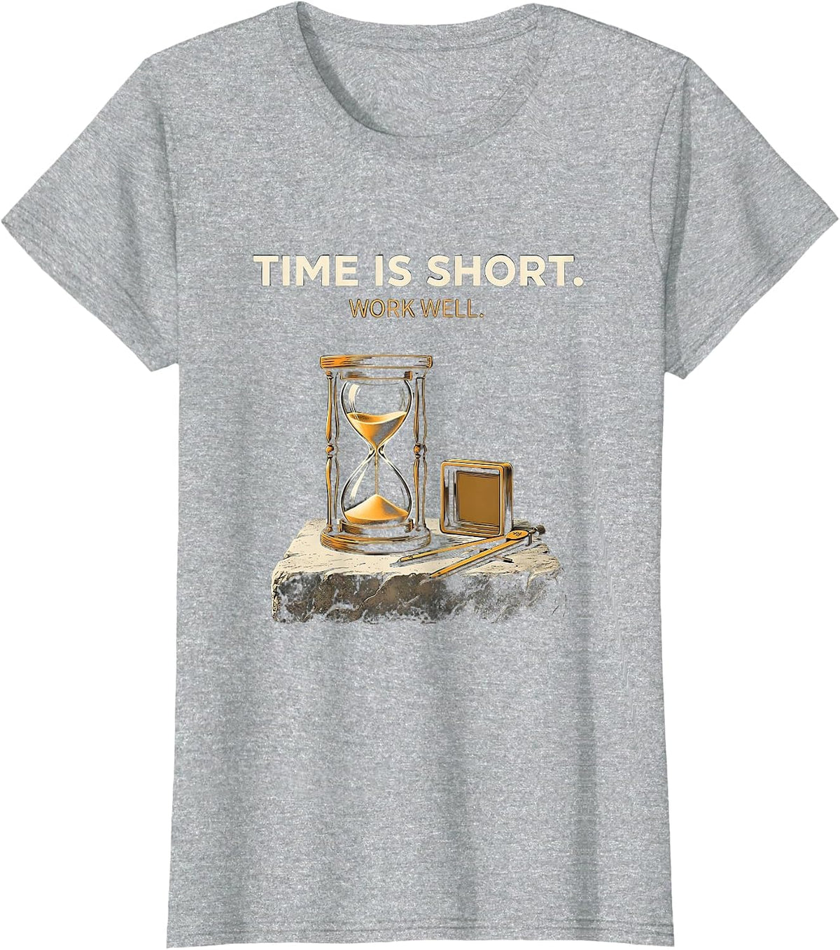 Women's Time Is Short Work Well Minimalist Freemason Square & T-Shirt - Heather Grey