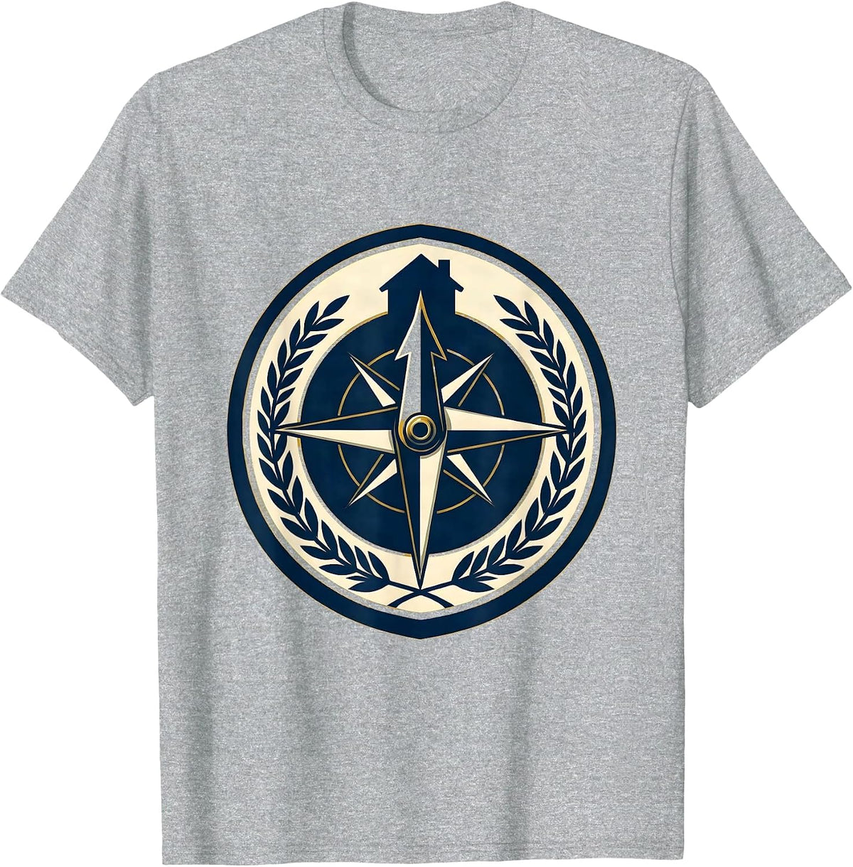 Men's Social Worker Compass Home Graphic Design T-Shirt - Heather Grey