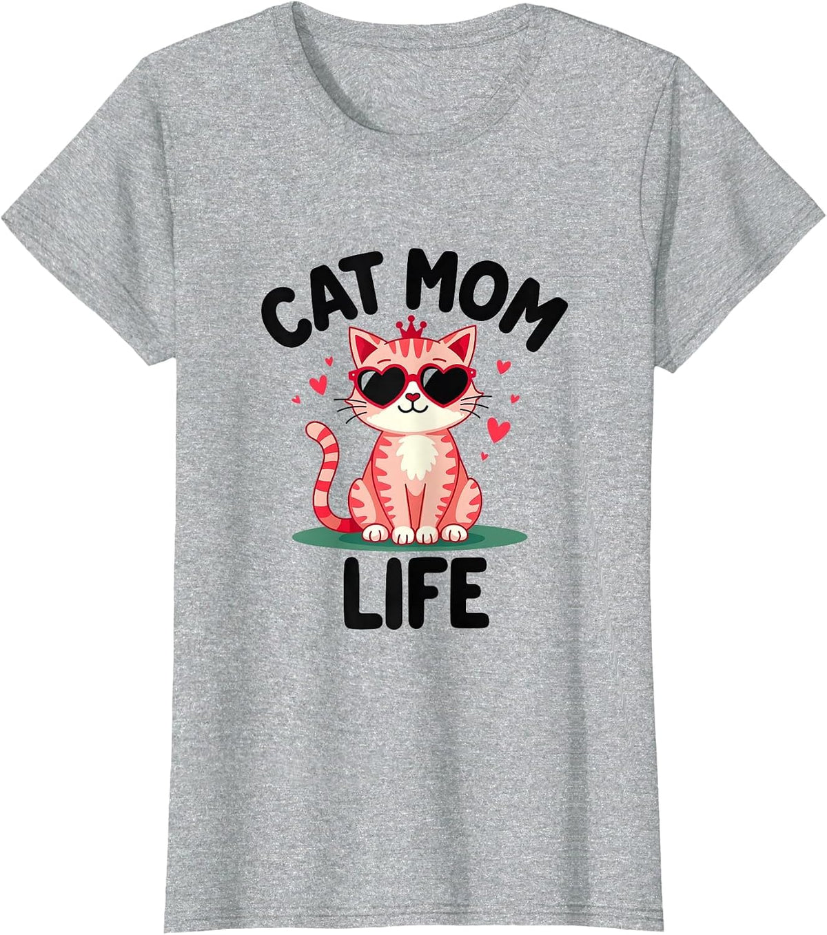 Cat Mom Life Proud Feline Parent Design T-Shirt - Heather Grey