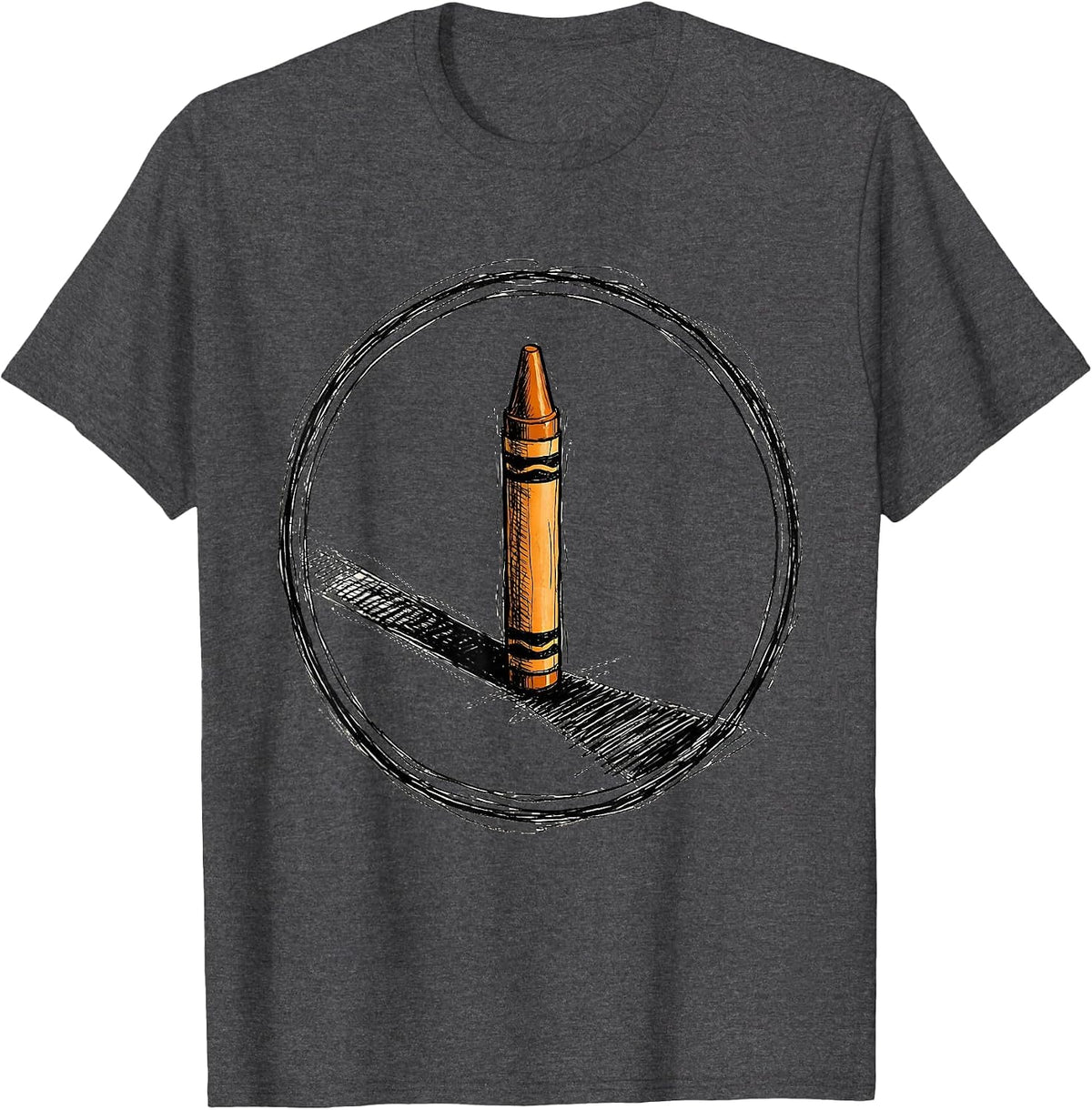Men's Crayon Long Shadow Graphic Design T-Shirt - Dark Heather Grey