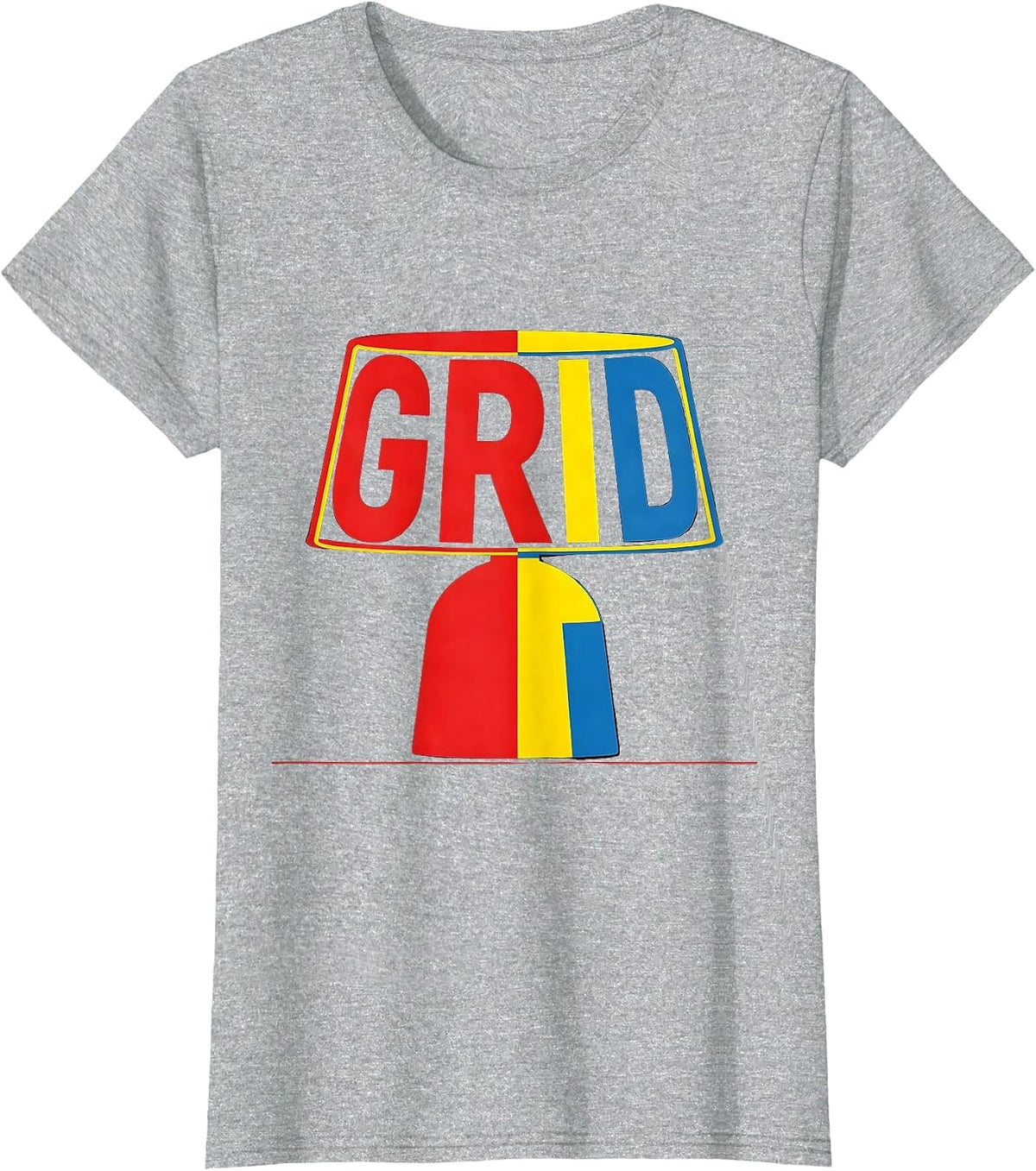 Women's GRID Geometric Bauhaus 100th Anniversary Design Movement T-Shirt - Heather Grey