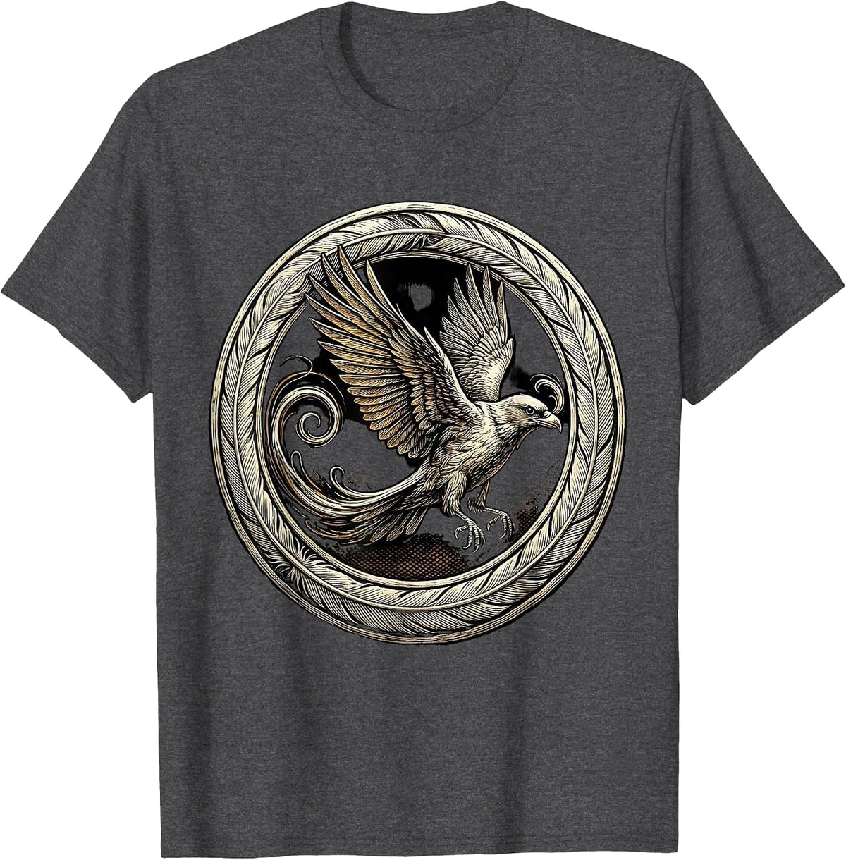 Men's English Teacher Cursive Bird Transformation Art T-Shirt - Dark Heather Grey