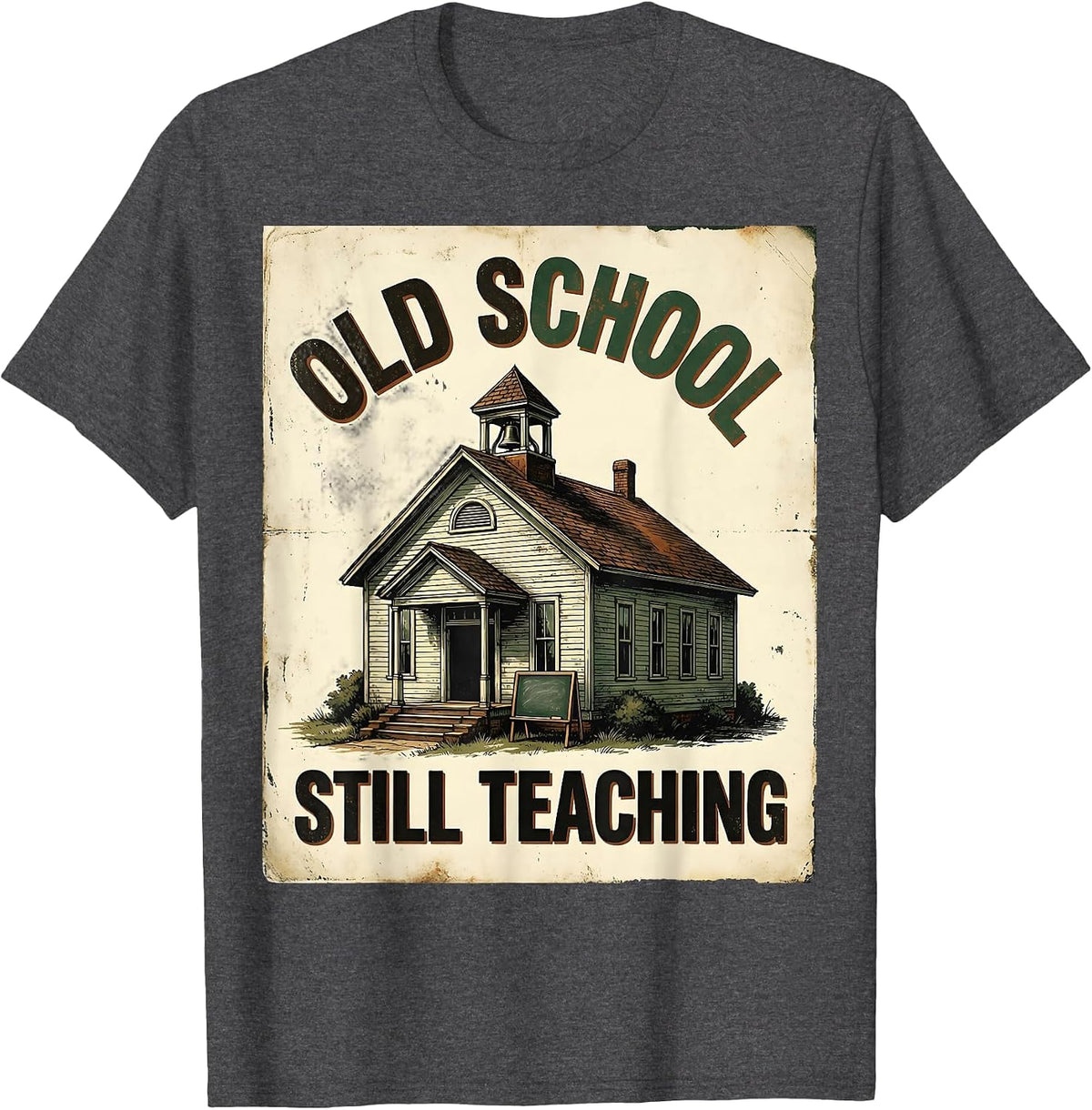 Old School Still Teaching Vintage Design T-Shirt - Dark Heather Grey